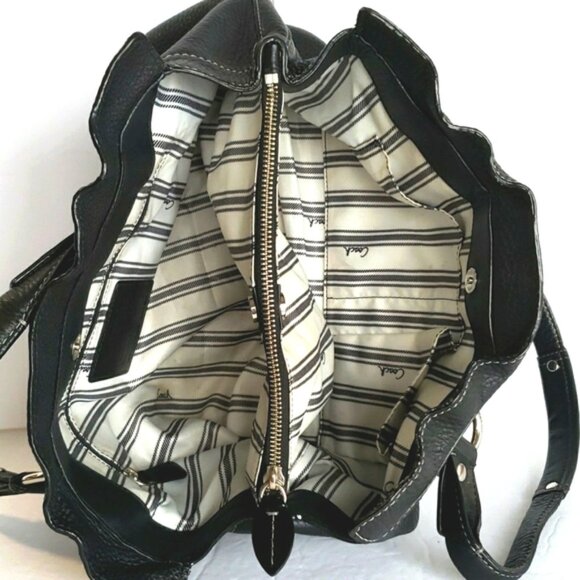 COACH Penelope Ruffled Black Pebbled Leather Satchel #13164 - Picture 6 of 14